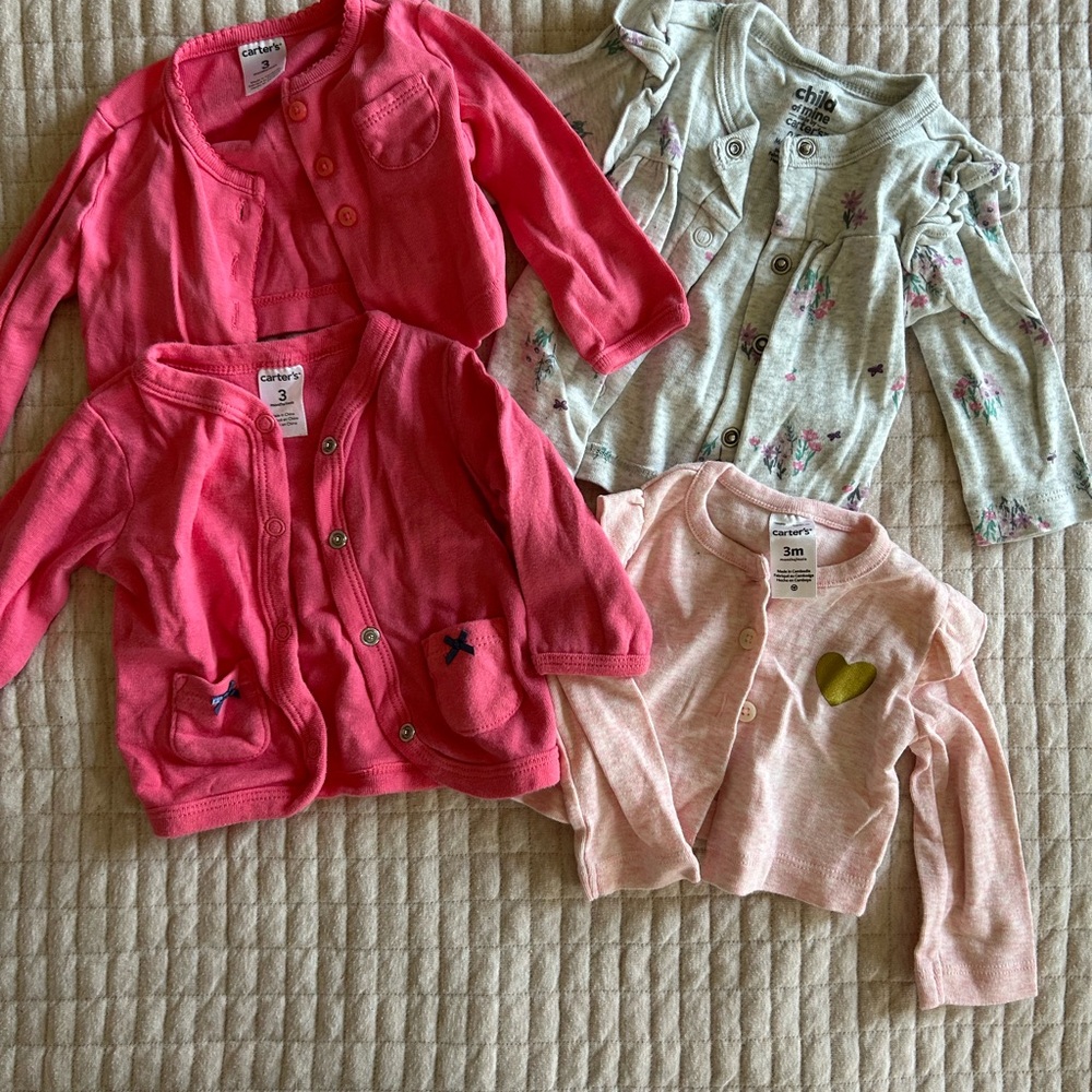 chic Pink and Gray Kids Cardigan Set